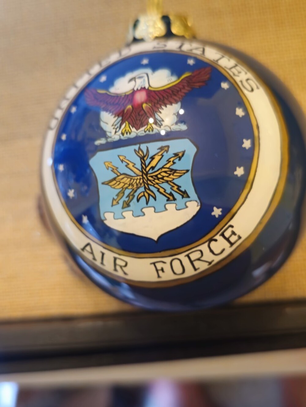USAF Air Force B-52 Bomber Reverse Inside Painted Glass Ornament